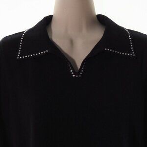 Christine Alexander Womens Sweater SIze S Swarovski Crystals Black V Neck